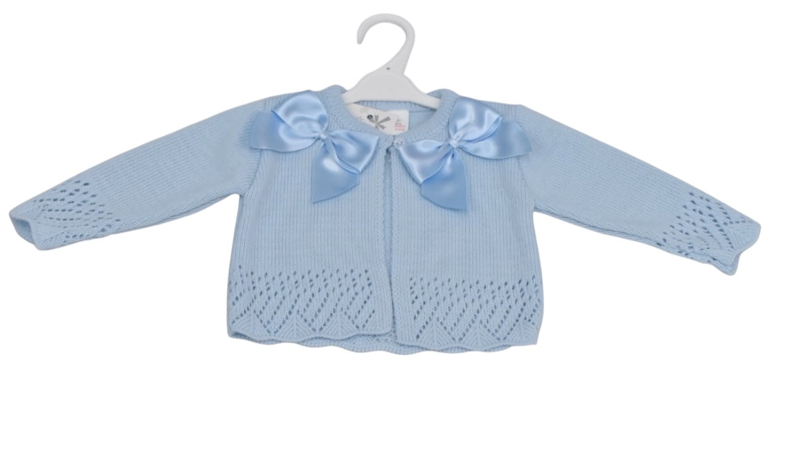 Baby Girls Sky Blue Double Bow Cardigan