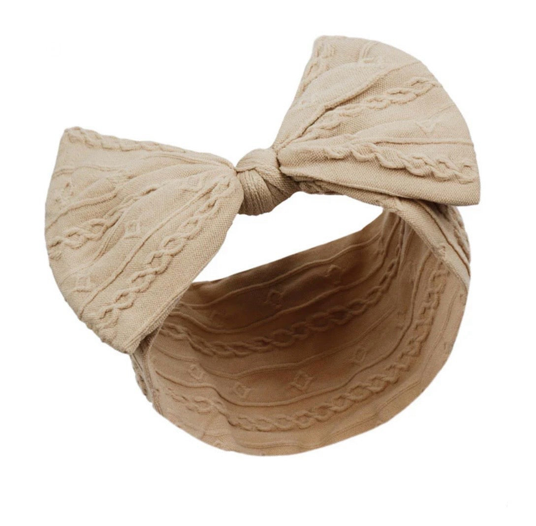 Beige Baby Bow Headband