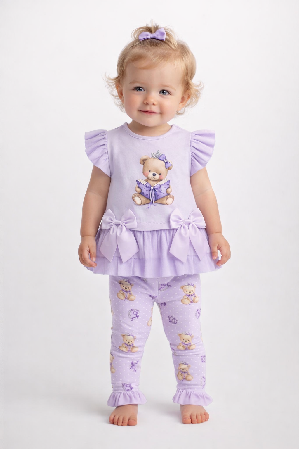 Girls’ Lilac Princess Teddy Tulle Legging Set