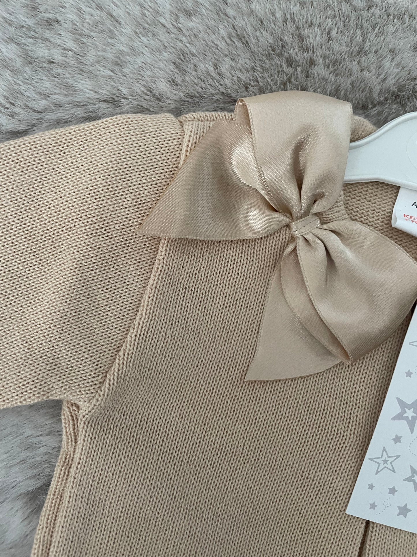 Baby Girls Beige Bow Cardigan