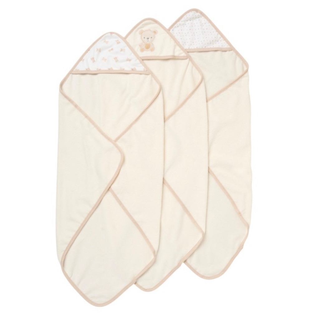 Baby Beige Bear Hooded Towel and Wash Cloth Set