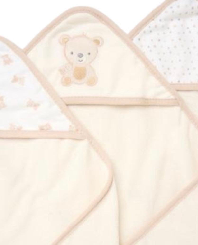 Baby Beige Bear Hooded Towel and Wash Cloth Set