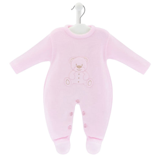 Baby Girls Pink Teddy Knitted Baby Grow