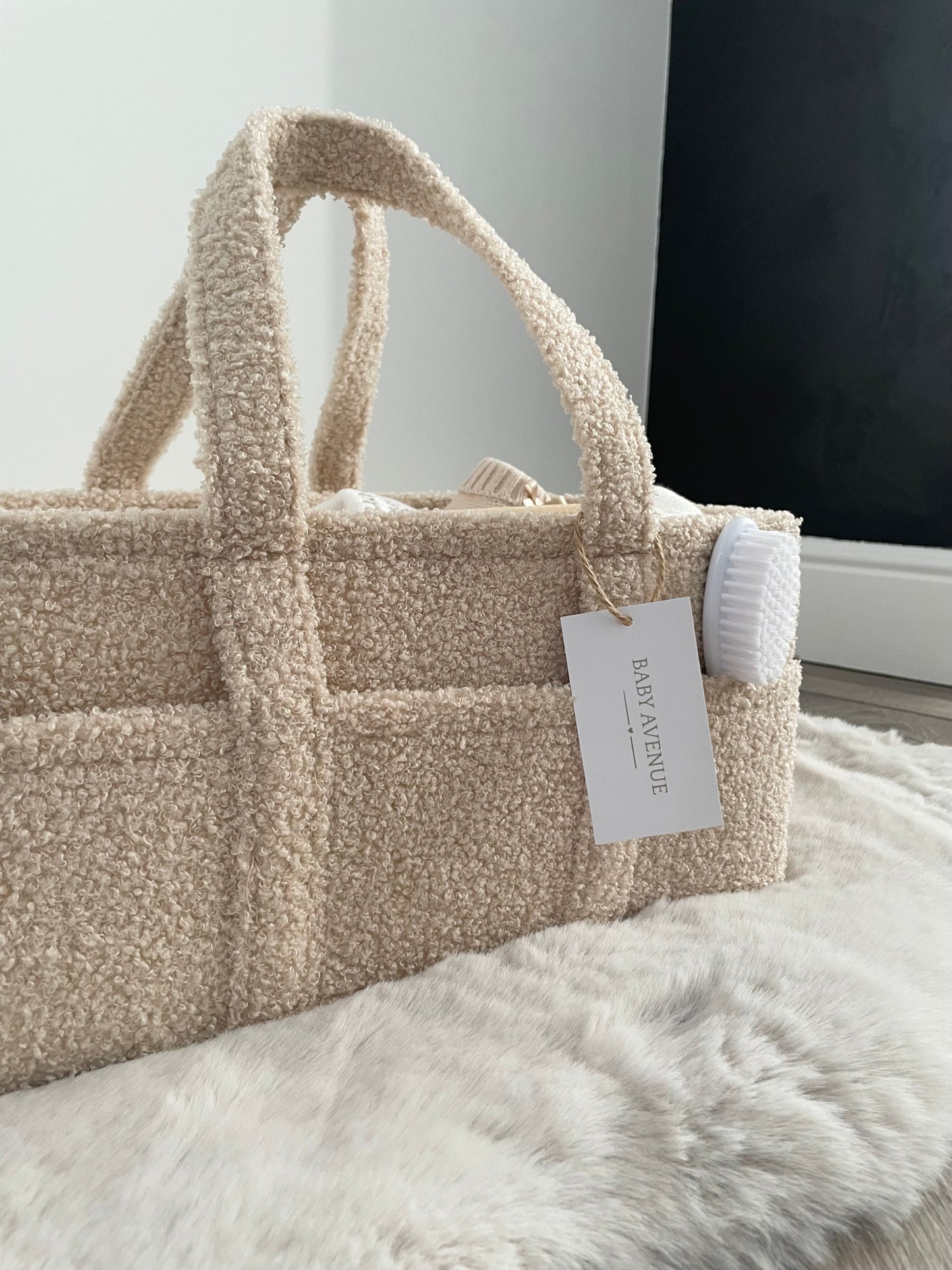 Boucle Nappy Caddy | Biscuit
