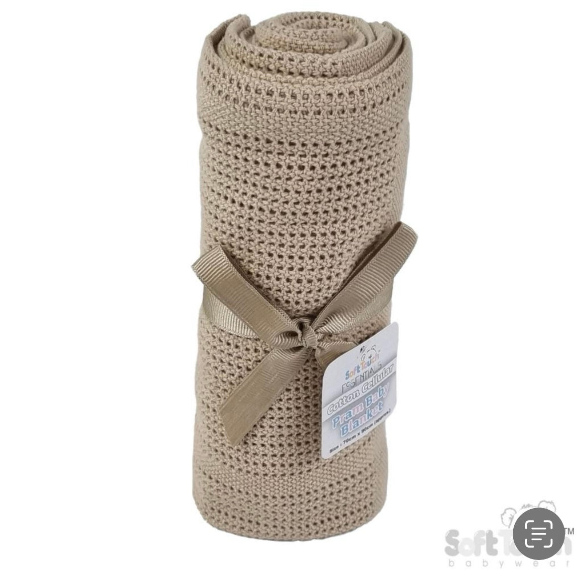 Soft Touch Cellular Cotton Baby Blanket - White, Pink, Taupe & Blue (70x90cm)