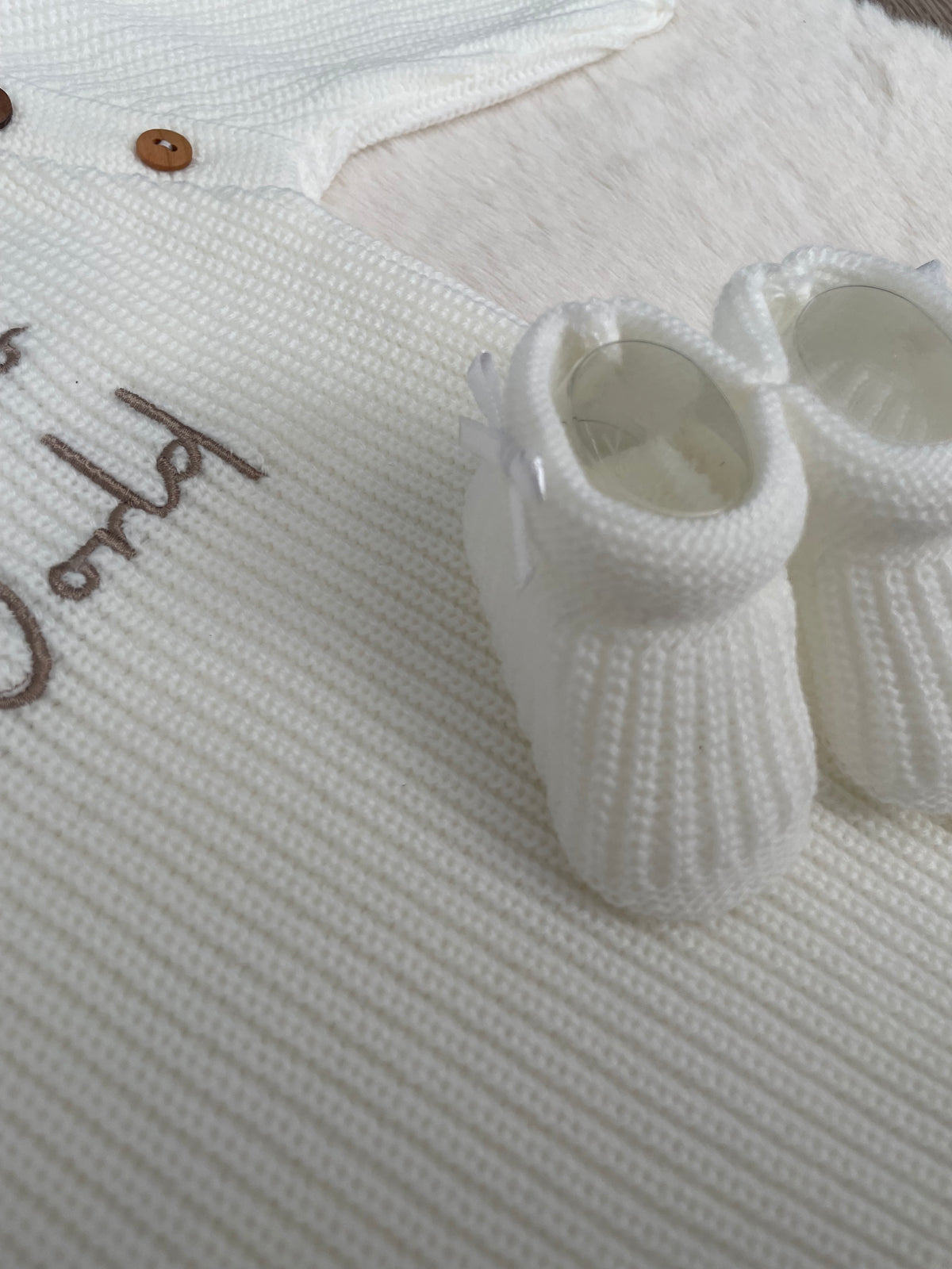 Unisex Hello World White Newborn Romper & Booties Set