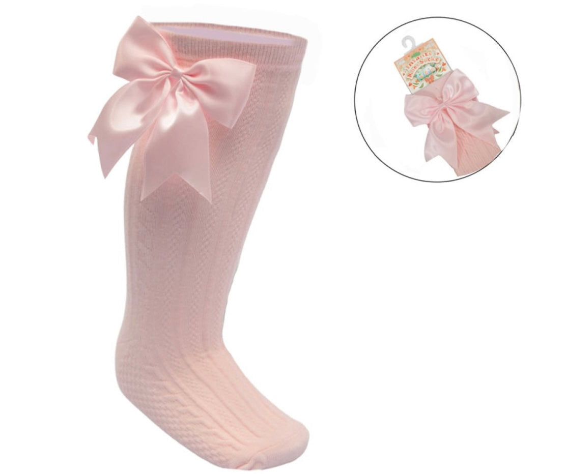 Baby Girls Pink Knee High Bow Socks