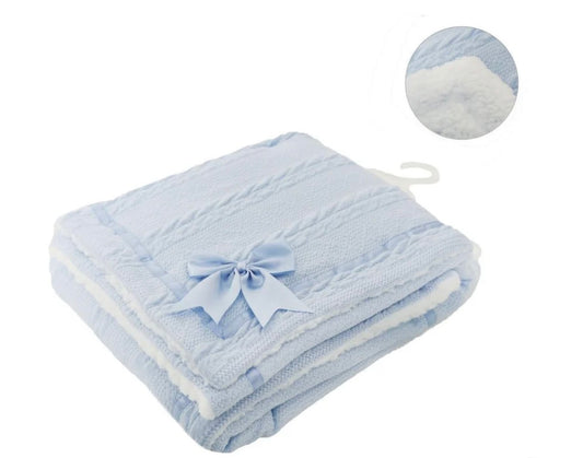 Blue Baby Chevron Cable Knit Blanket