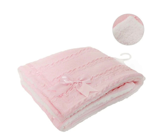 Pink Baby Chevron Cable Knit Blanket